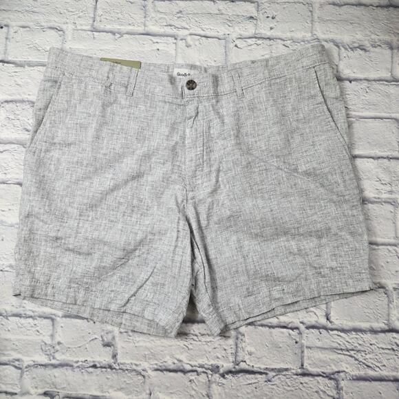 NWT Goodfellow Men's Linen Blend Shorts Gray Flat Front Every Wear Preppy sz 40 - Picture 1 of 10